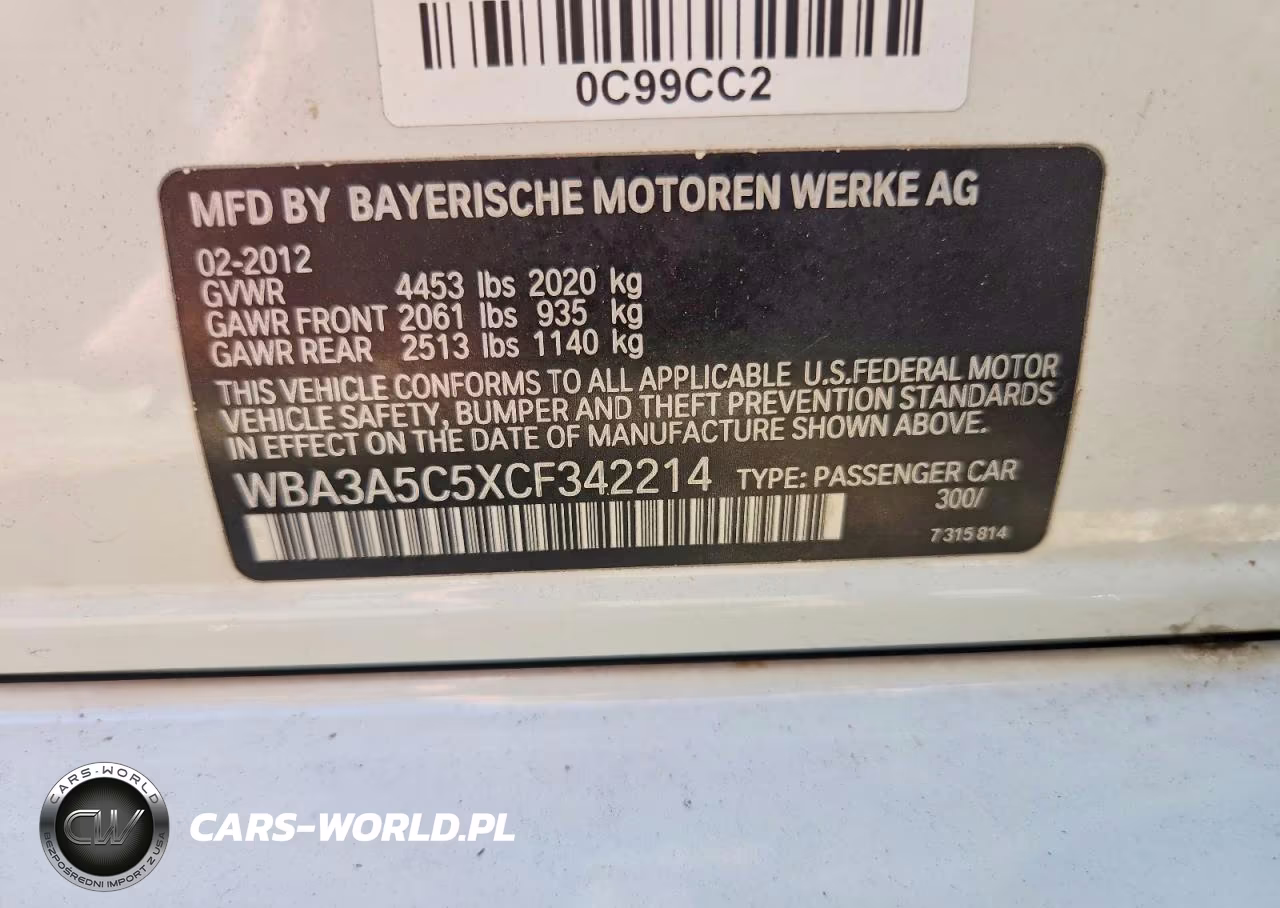 2012 BMW 328 I VIN:WBA3A5C5XCF342214 - 12