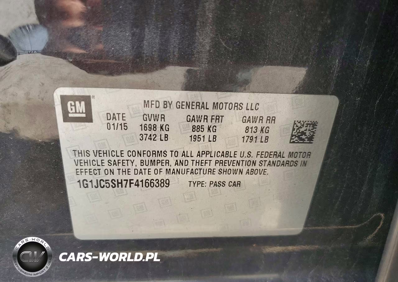 2015 Chevrolet Sonic Lt VIN:1G1JC5SH7F4166389 - 12