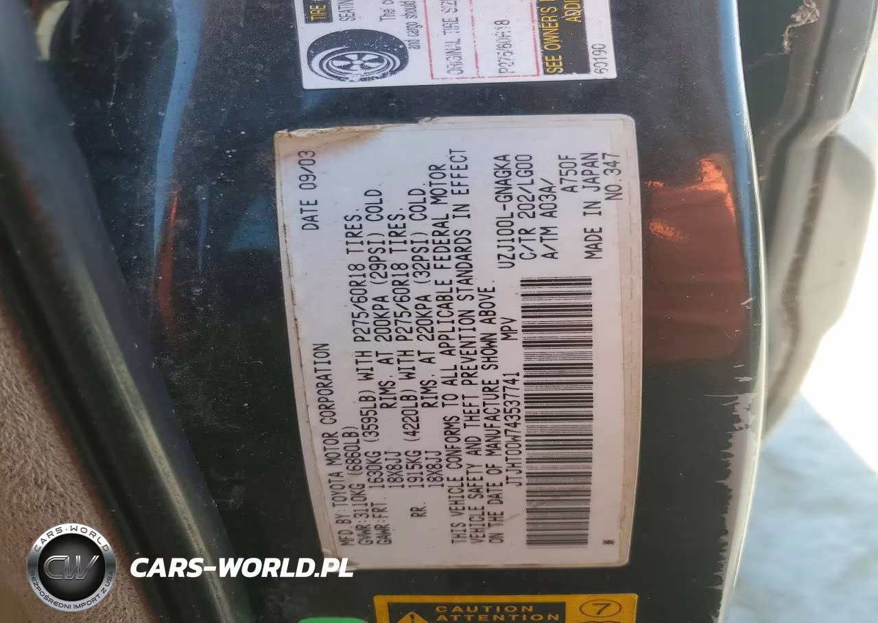 2004 Lexus Lx 470 VIN:JTJHT00W743537741 - 12
