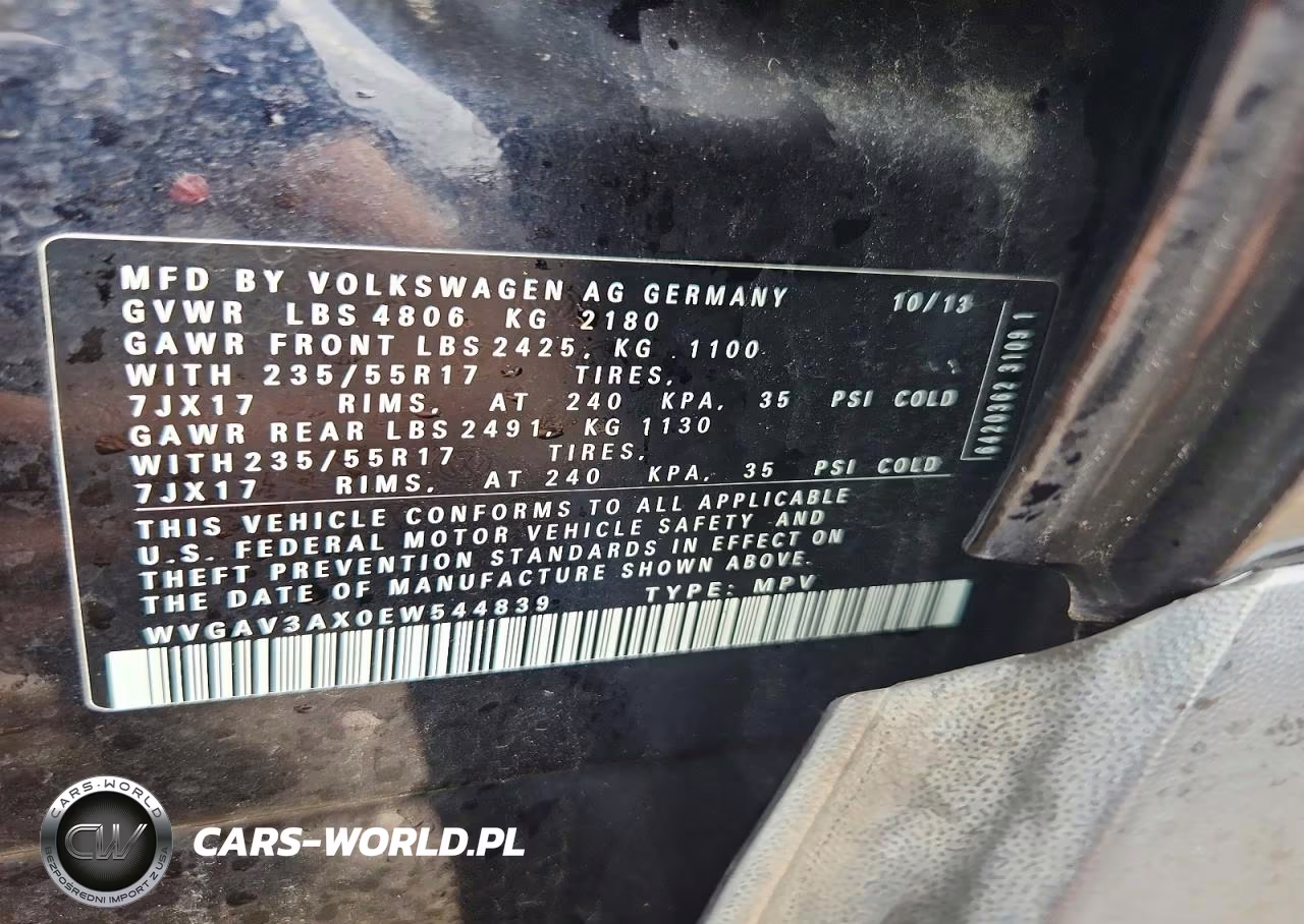 2014 Volkswagen Tiguan S VIN:WVGAV3AX0EW544839 - 12