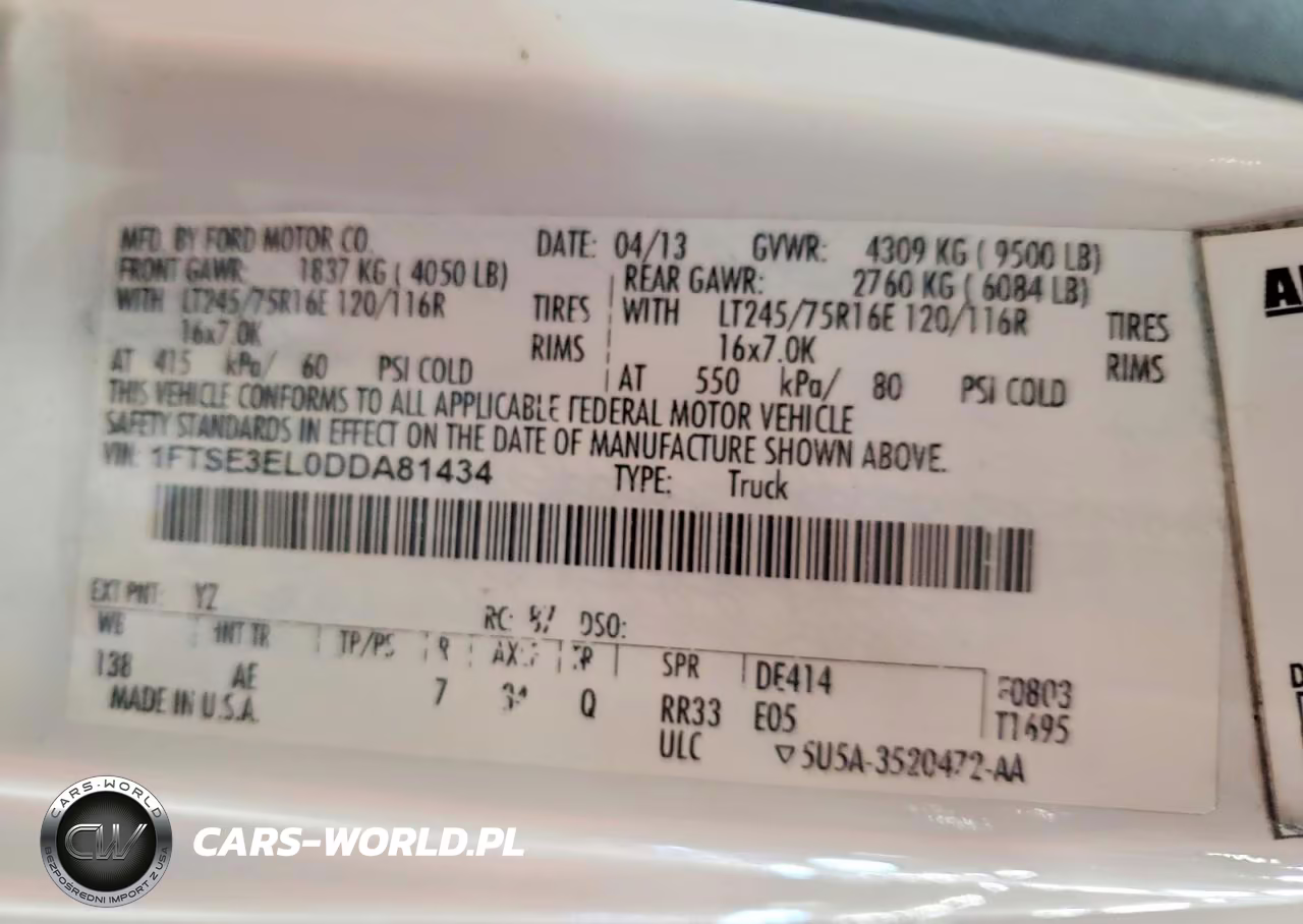 2013 Ford Econoline E350 Super Duty Van VIN:1FTSE3EL0DDA81434 - 13