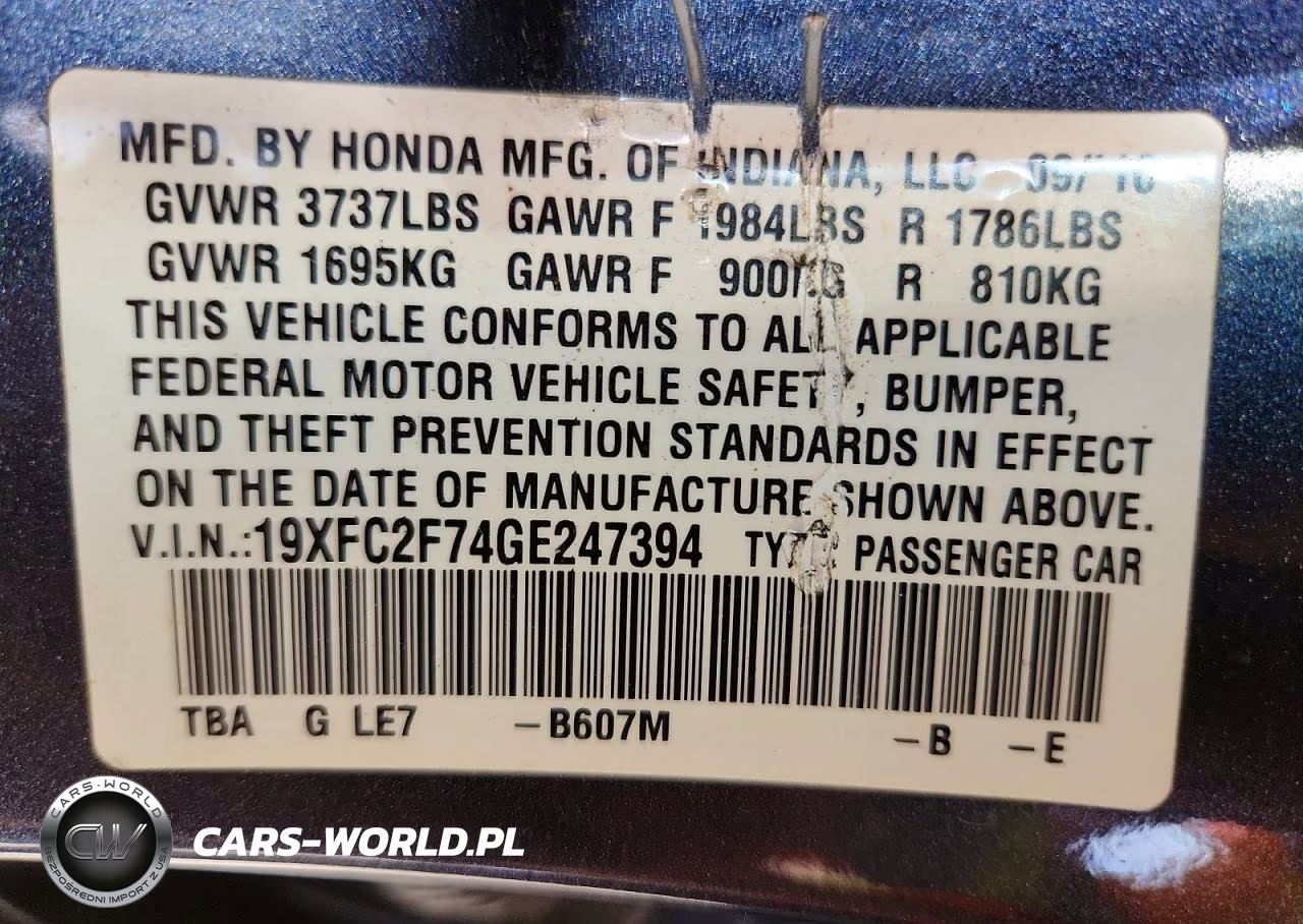 2016 Honda Civic Ex VIN:19XFC2F74GE247394 - 12