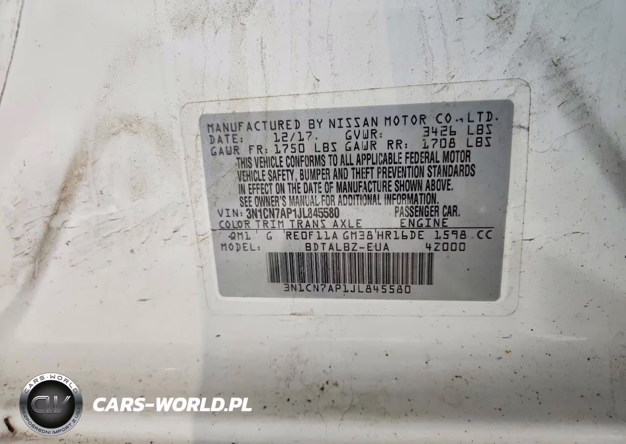 2018 Nissan Versa Sv VIN:3N1CN7AP1JL845580 - 13