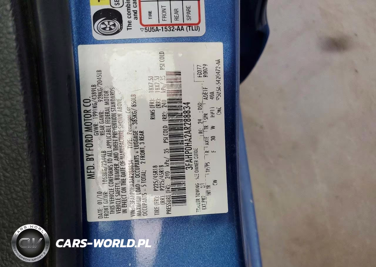 2010 Ford Fusion Se VIN:3FAHP0HA2AR288834 - 12