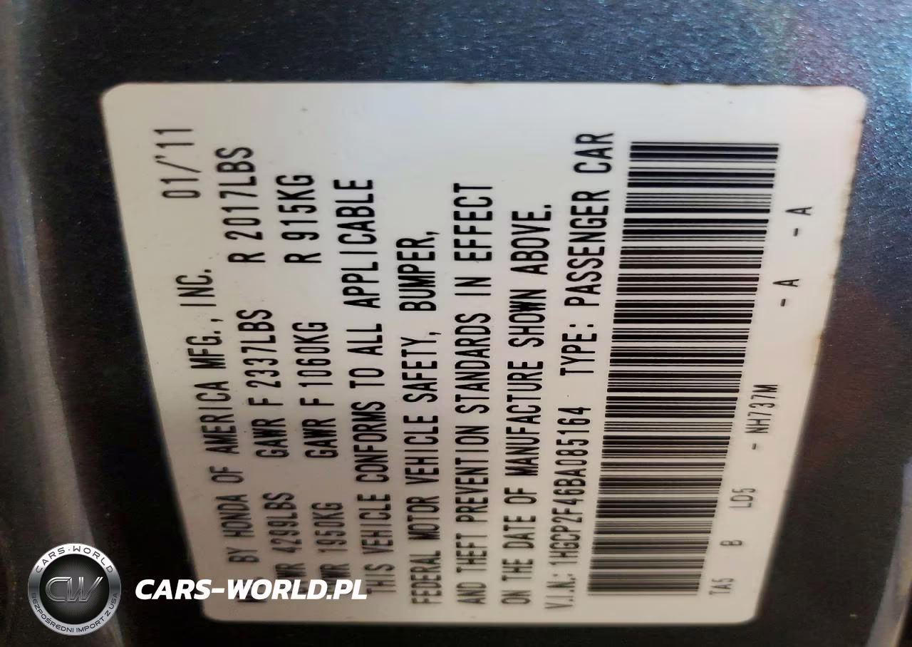 2011 Honda Accord Lxp VIN:1HGCP2F46BA085164 - 12