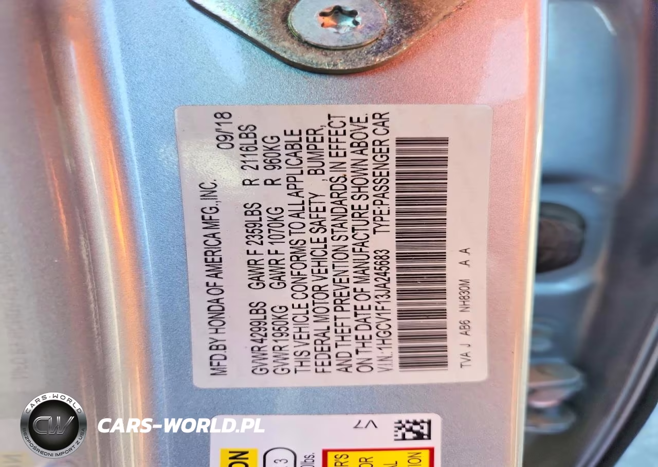 2018 Honda Accord Lx VIN:1HGCV1F13JA245683 - 12