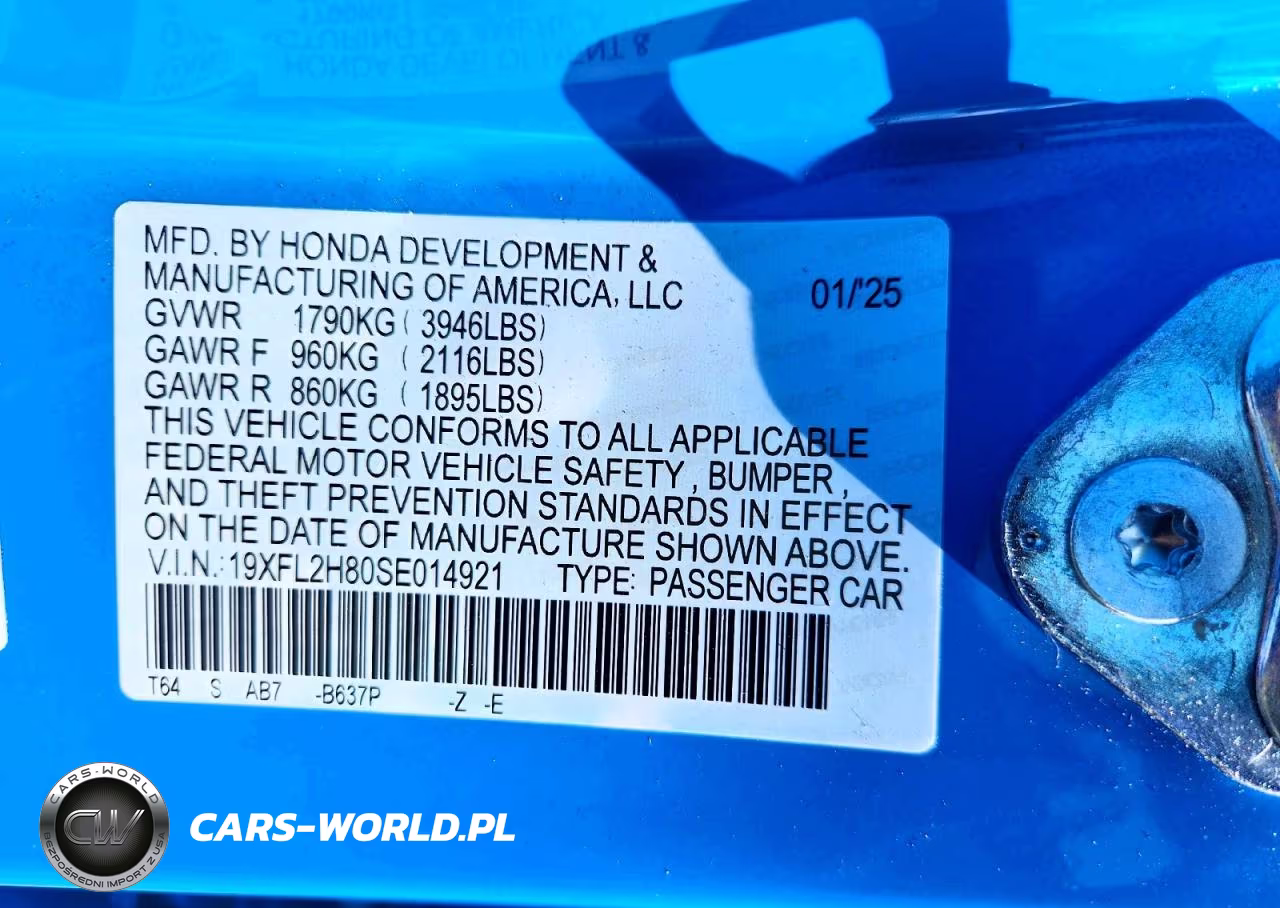 2025 Honda Civic Sport VIN:19XFL2H80SE014921 - 12