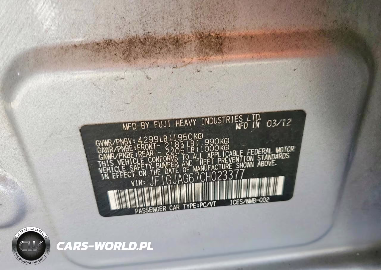 2012 Subaru Impreza Limited VIN:JF1GJAG67CH023377 - 12