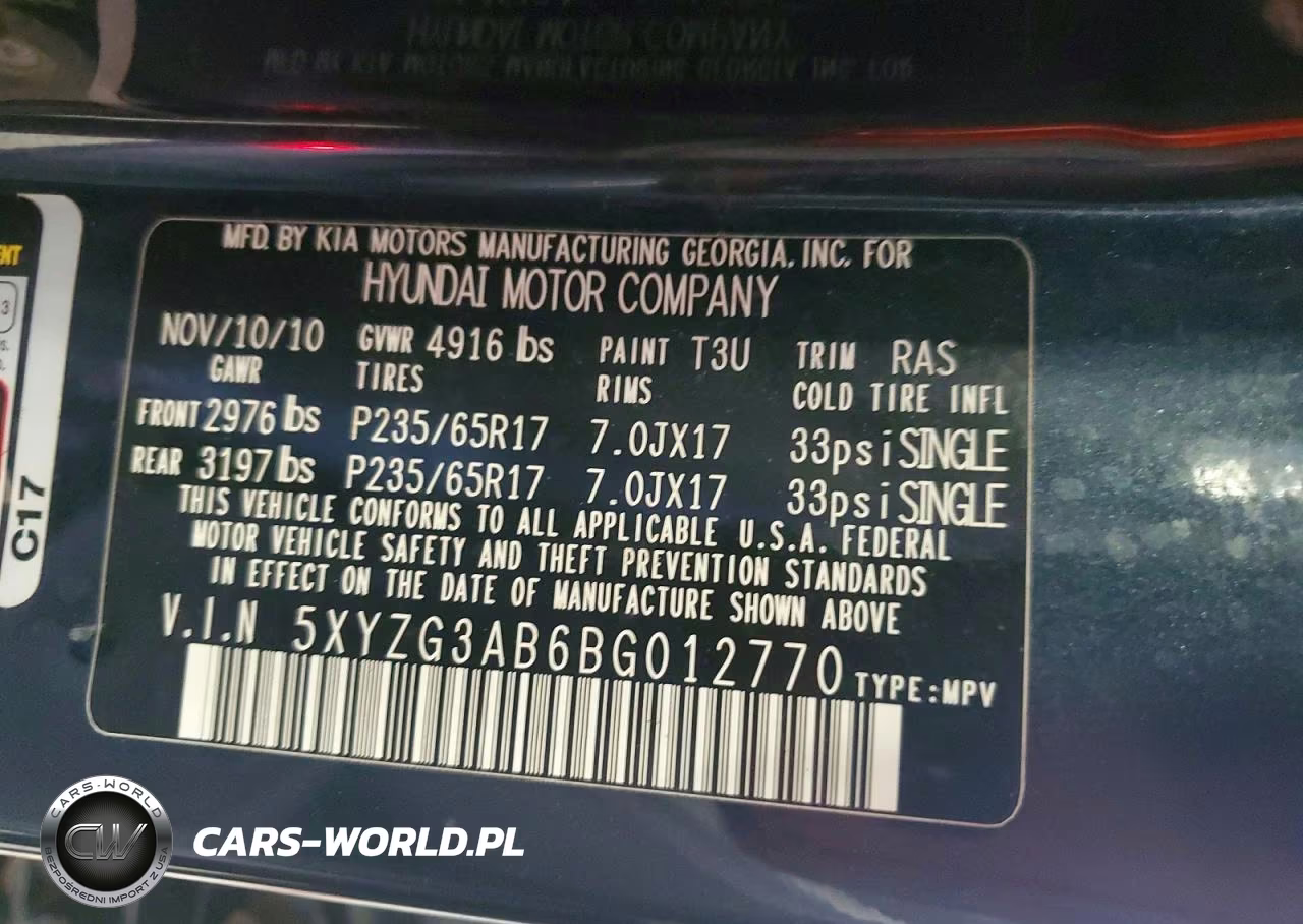 2011 Hyundai Santa Fe Gls VIN:5XYZG3AB6BG012770 - 13