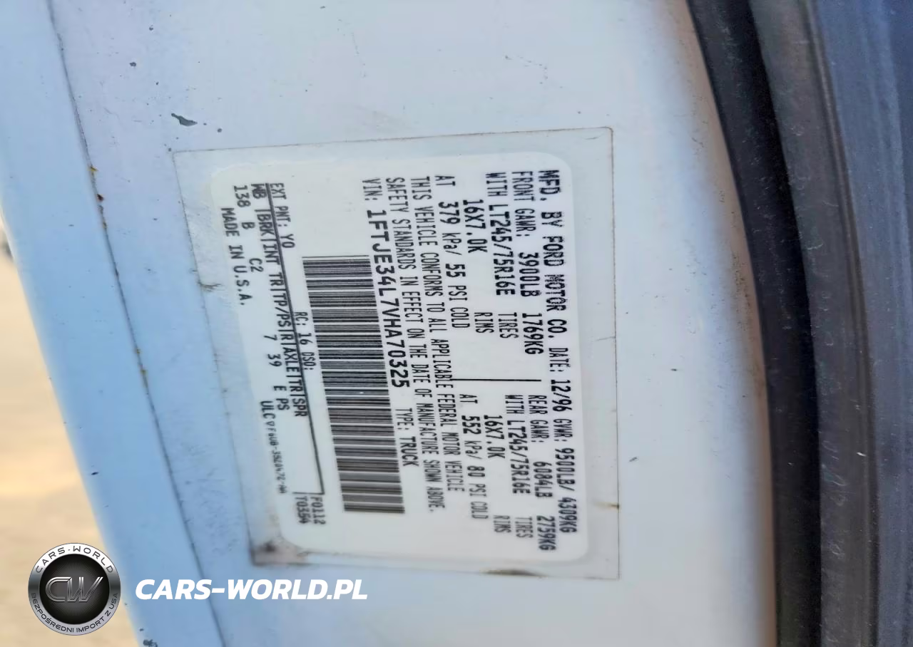 1997 Ford Econoline E350 Van VIN:1FTJE34L7VHA70325 - 12