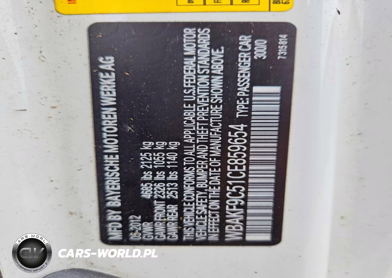 2012 BMW 335 Xi VIN:WBAKF9C51CE859654 - 12