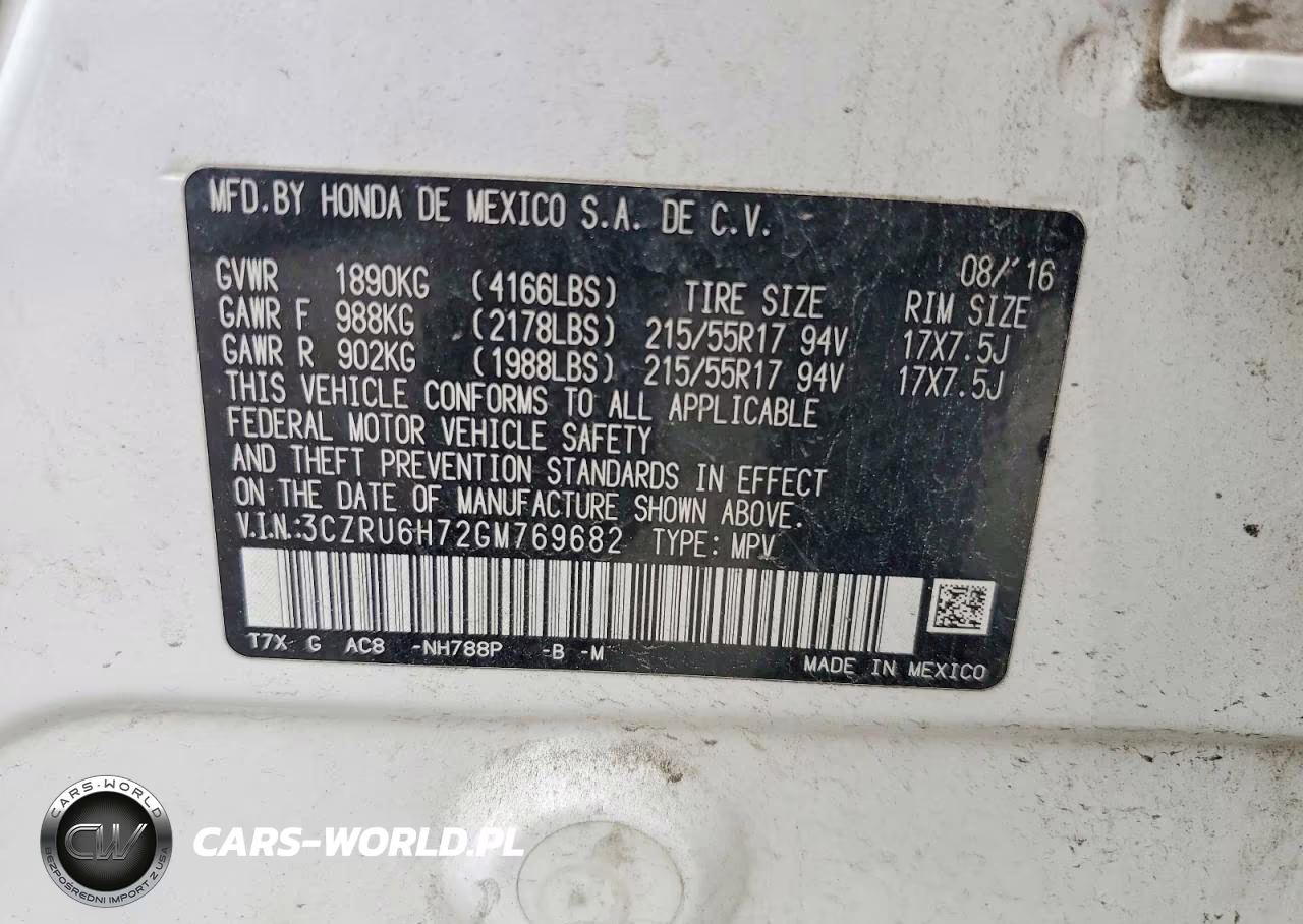 2016 Honda Hr-V Exl VIN:3CZRU6H72GM769682 - 13