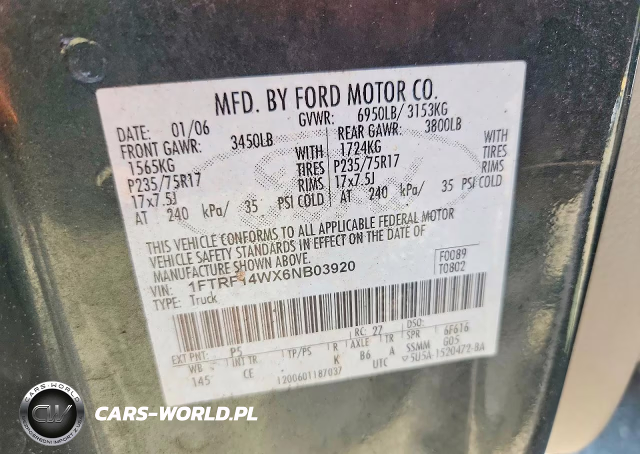 2006 Ford F150 VIN:1FTRF14WX6NB03920 - 12