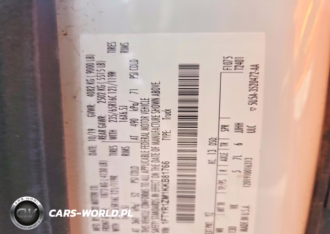 2019 Ford Transit T-250 VIN:1FTYR1ZM1KKB81766 - 13
