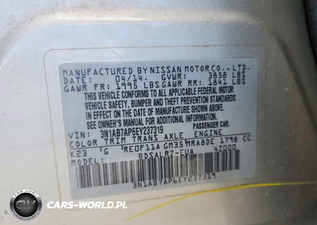 2014 Nissan Sentra Sr VIN:3N1AB7AP6EY237319 - 12