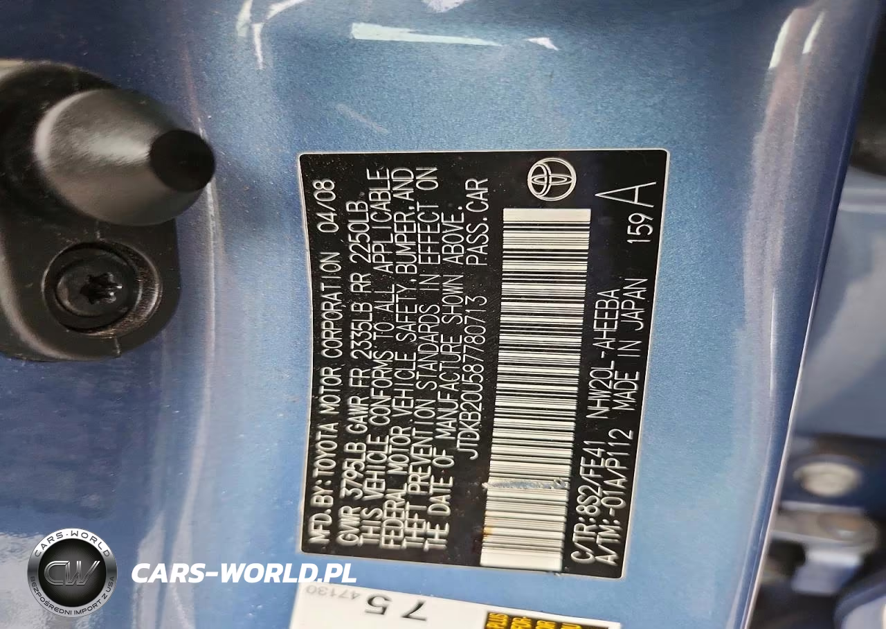 2008 Toyota Prius Base VIN:JTDKB20U587780713 - 12