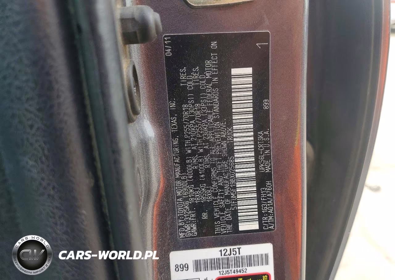 2011 Toyota Tundra VIN:5TFUM5F19BX025685 - 12