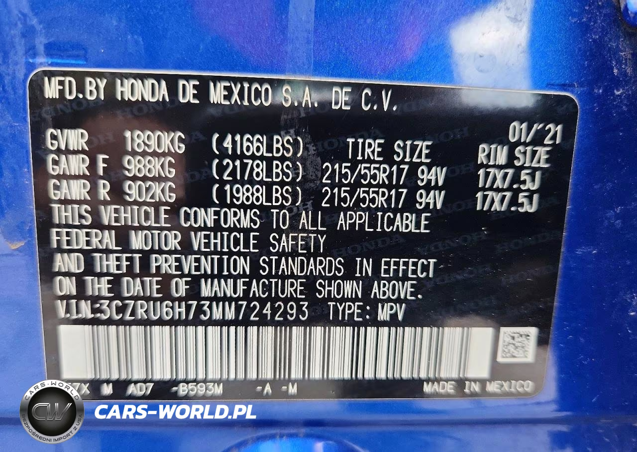 2021 Honda Hr-V Exl VIN:3CZRU6H73MM724293 - 13