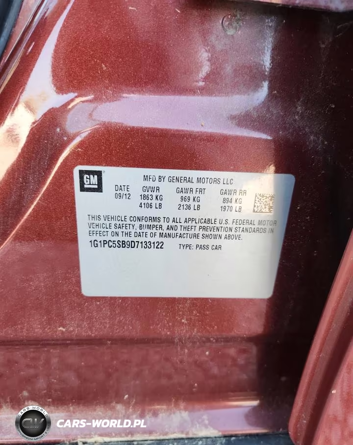 2013 Chevrolet Cruze Lt VIN:1G1PC5SB9D7133122 - 12