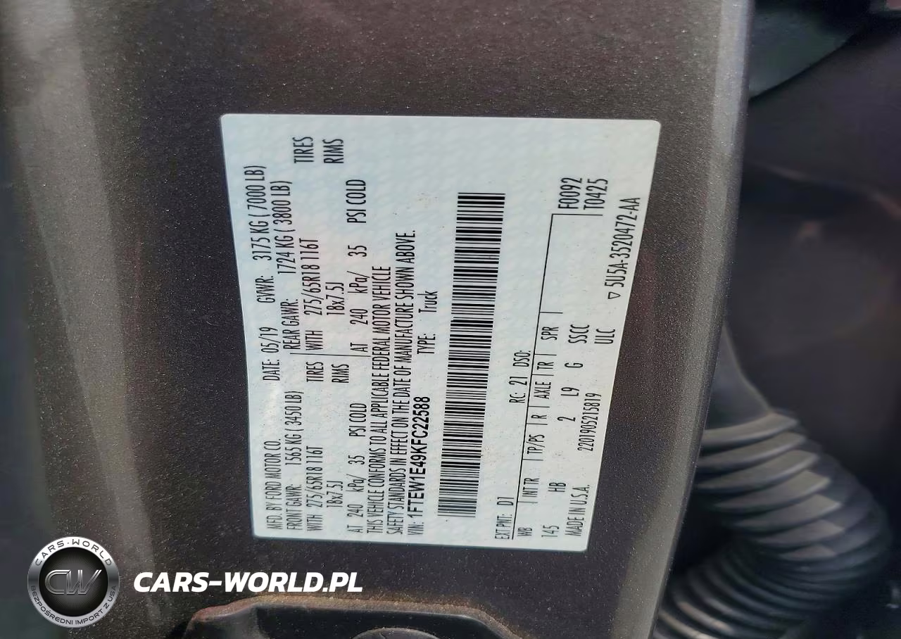 2019 Ford F150 Supercrew VIN:1FTEW1E49KFC22588 - 12