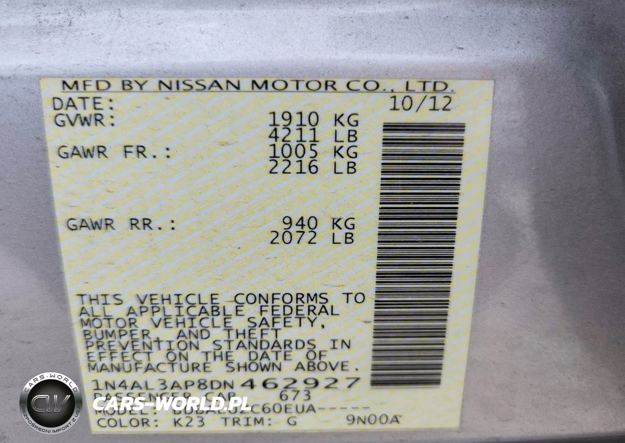2013 Nissan Altima 2.5 VIN:1N4AL3AP8DN462927 - 13