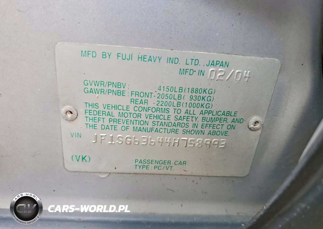 2004 Subaru Forester 2.5X VIN:JF1SG63644H758993 - 14