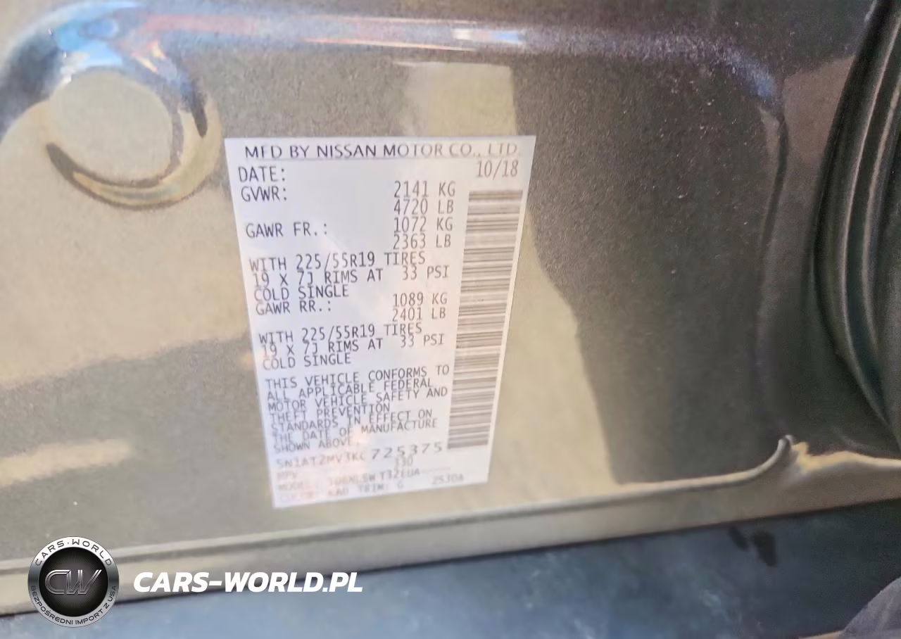 2019 Nissan Rogue Sl VIN:5N1AT2MV3KC725375 - 12