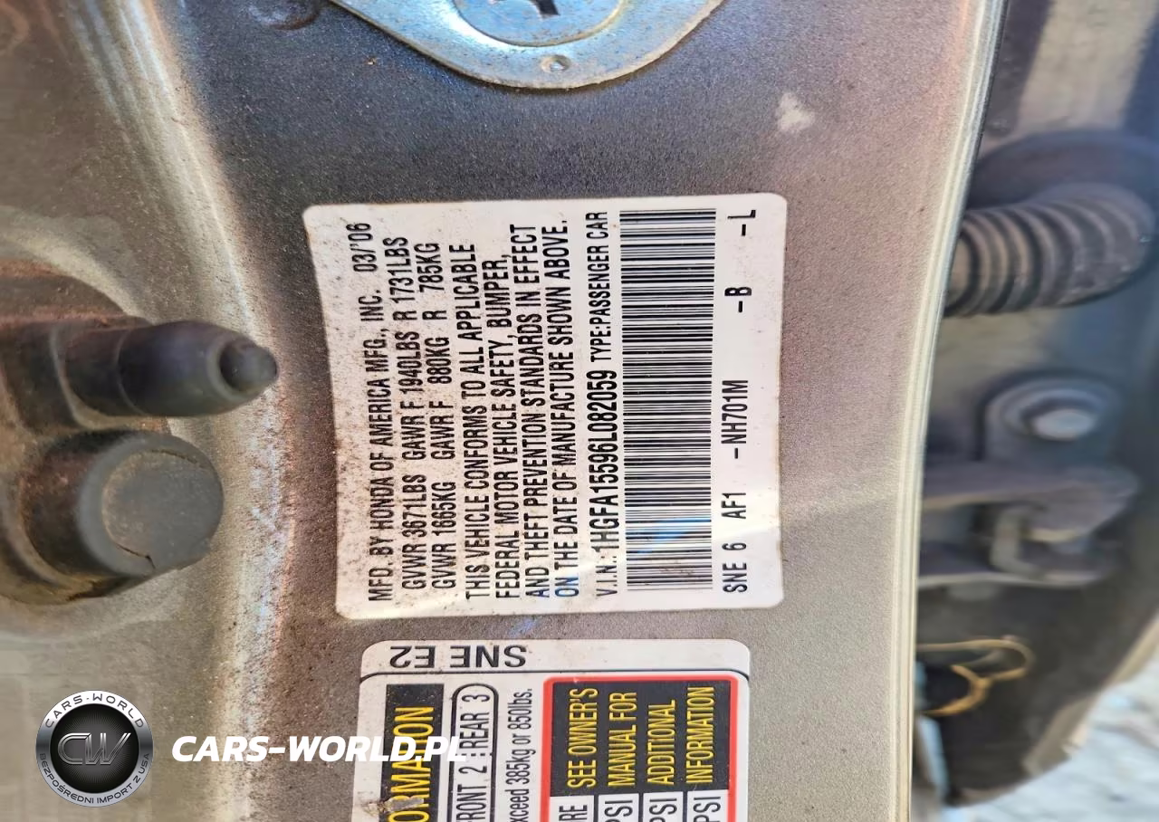 2006 Honda Civic Lx VIN:1HGFA15596L082059 - 12