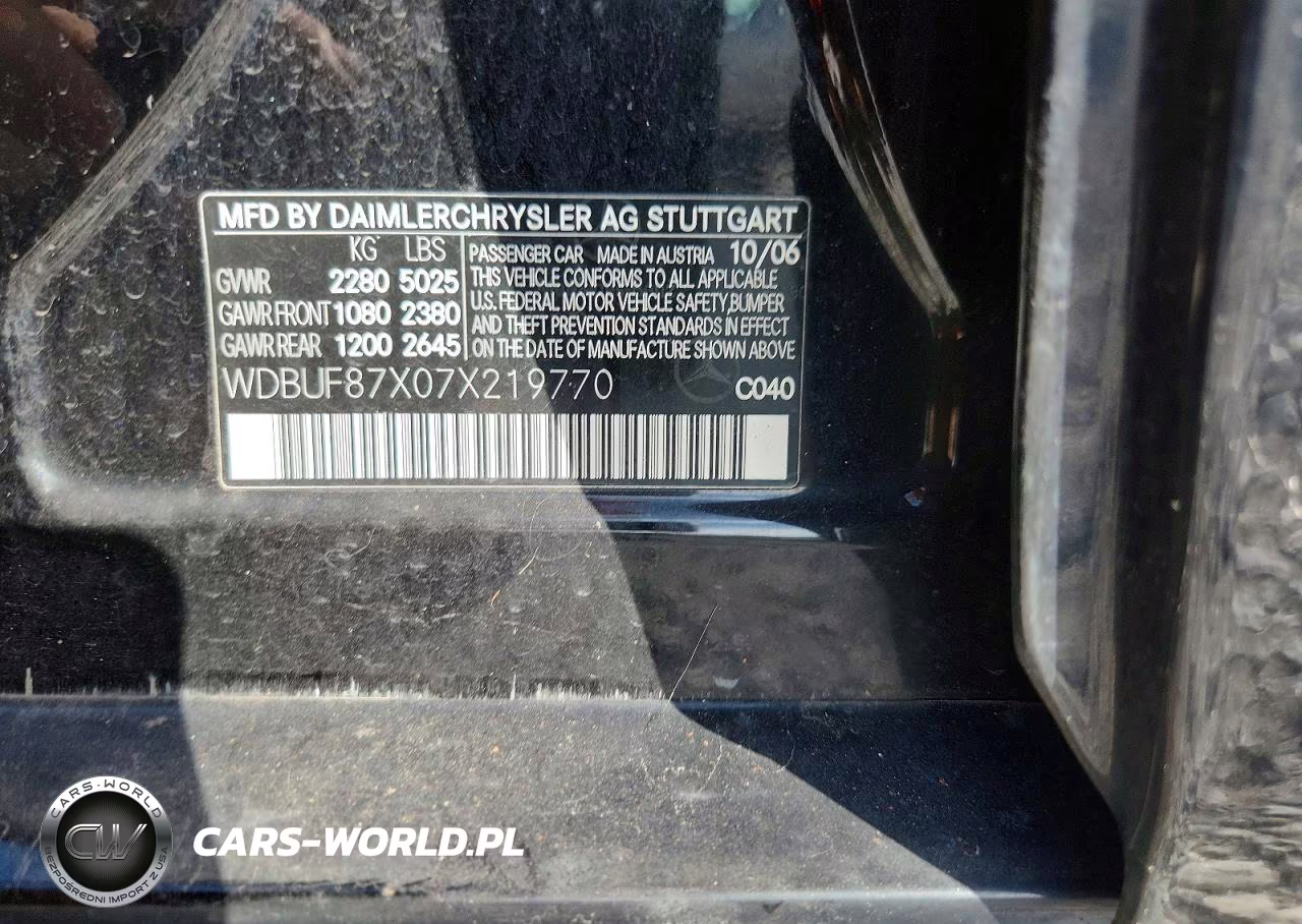 2007 Mercedes-Benz E 350 4Matic VIN:WDBUF87X07X219770 - 12