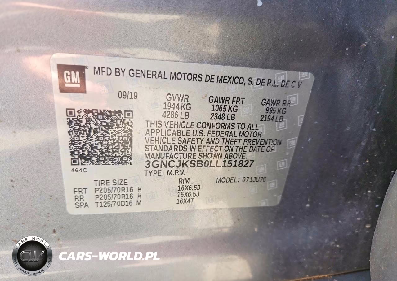 2020 Chevrolet Trax Ls VIN:3GNCJKSB0LL151827 - 12