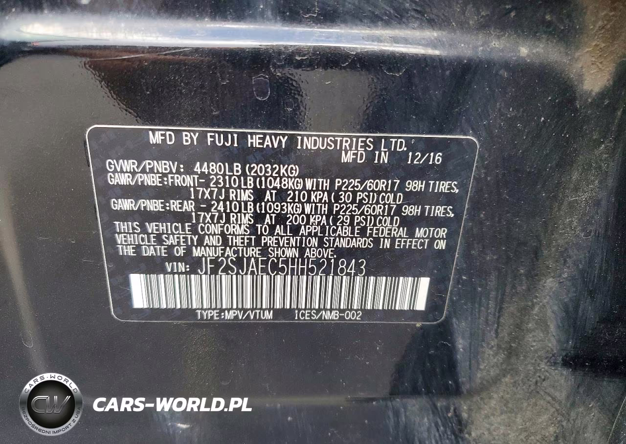 2017 Subaru Forester 2.5I Premium VIN:JF2SJAEC5HH521843 - 14