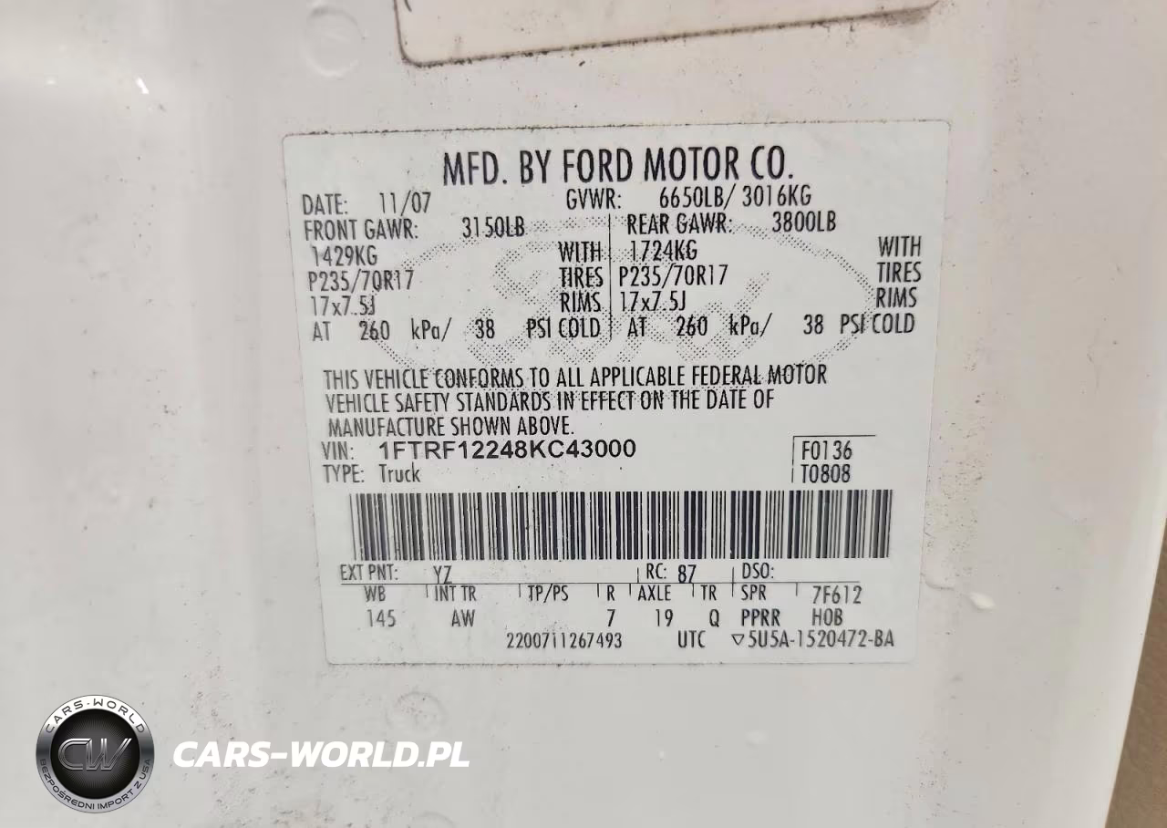 2008 Ford F150 VIN:1FTRF12248KC43000 - 12