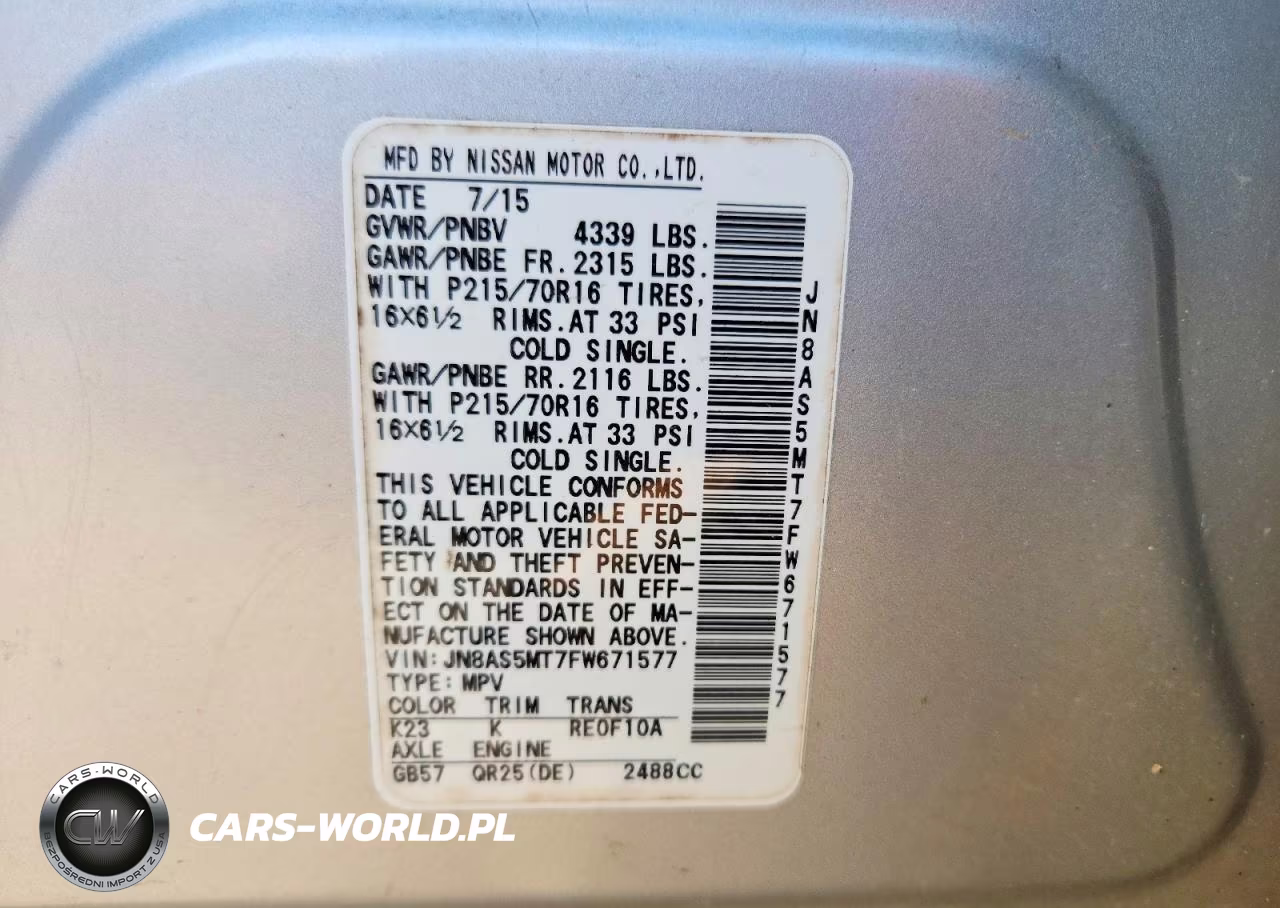 2015 Nissan Rogue Select S VIN:JN8AS5MT7FW671577 - 14