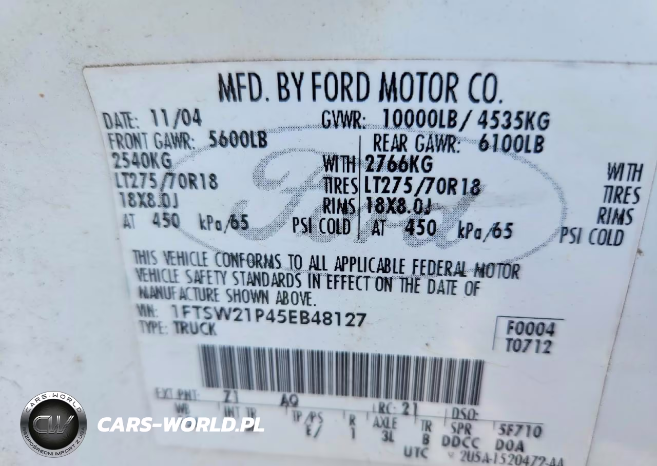 2005 Ford F250 Super Duty VIN:1FTSW21P45EB48127 - 12