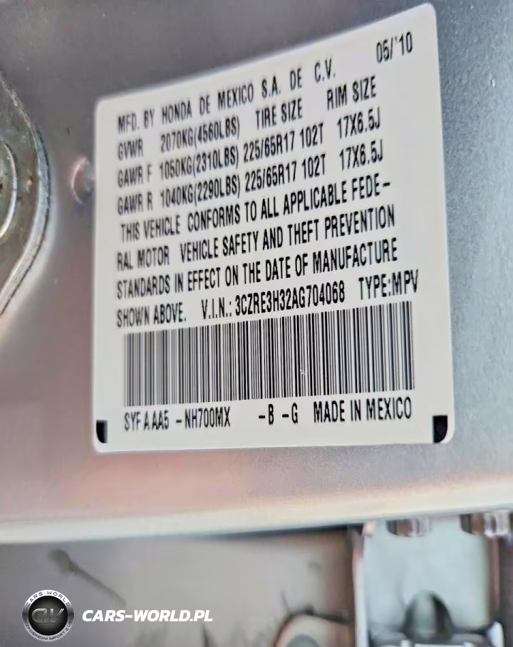 2010 Honda Cr-V Lx VIN:3CZRE3H32AG704068 - 13