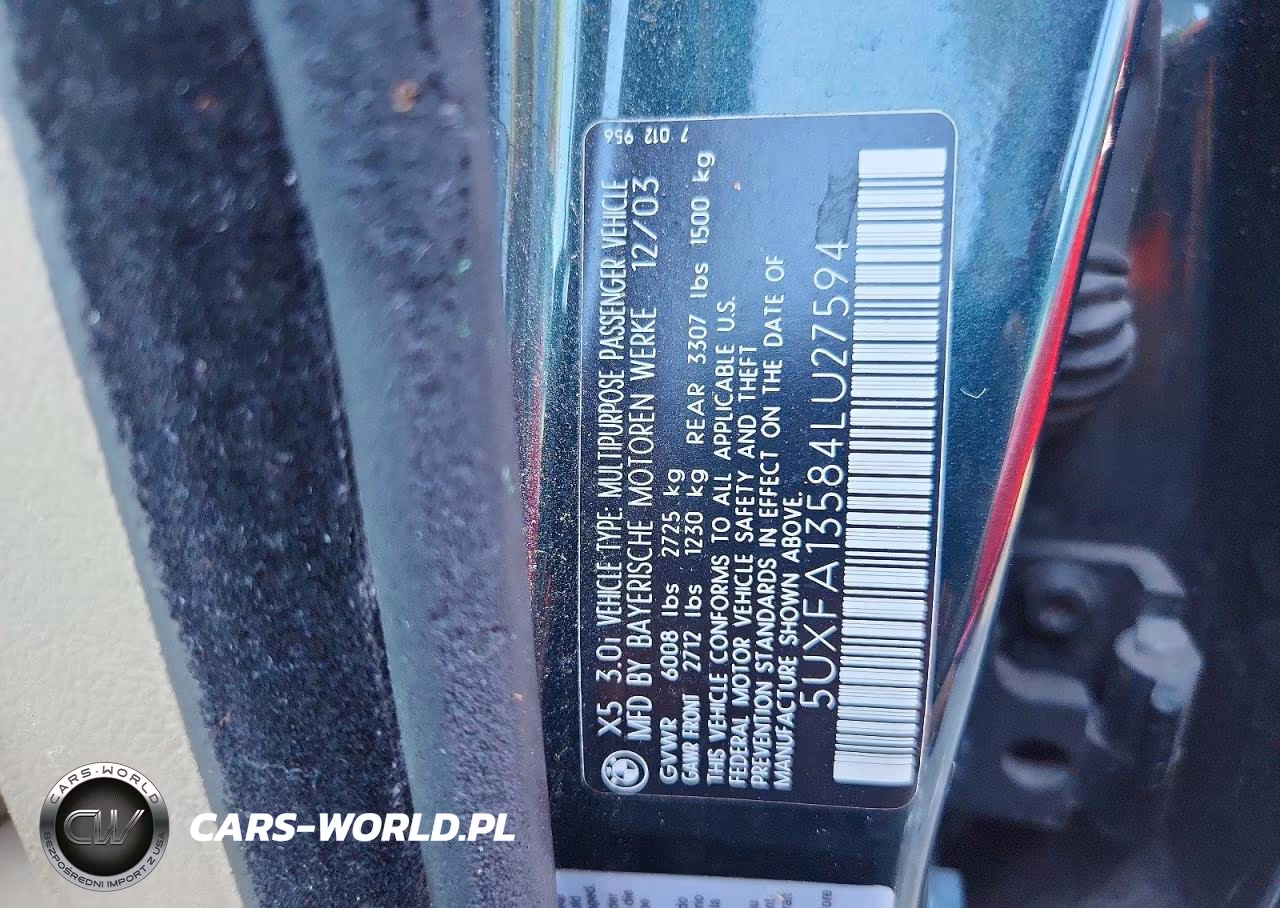 2004 BMW X5 3.0I VIN:5UXFA13584LU27594 - 13