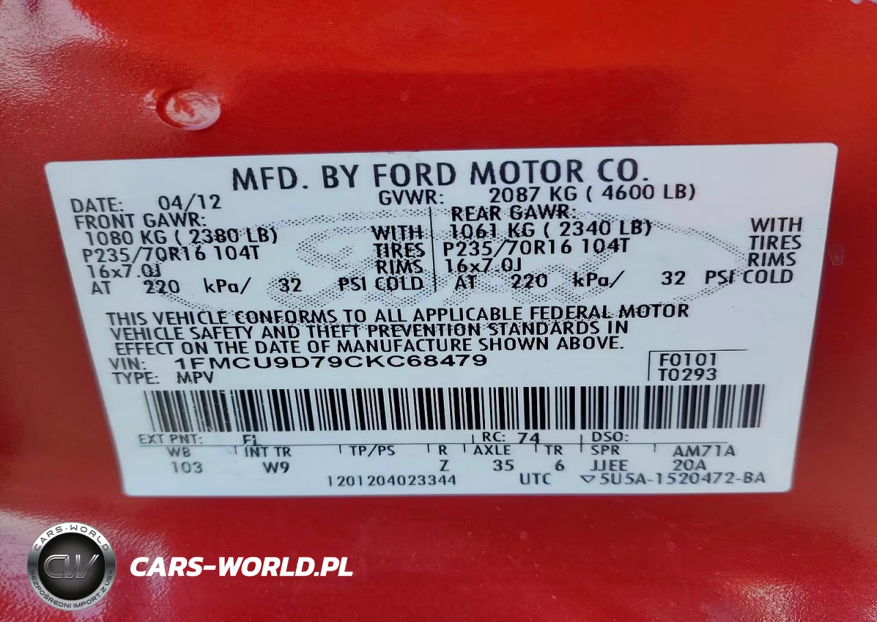 2012 Ford Escape Xlt VIN:1FMCU9D79CKC68479 - 13