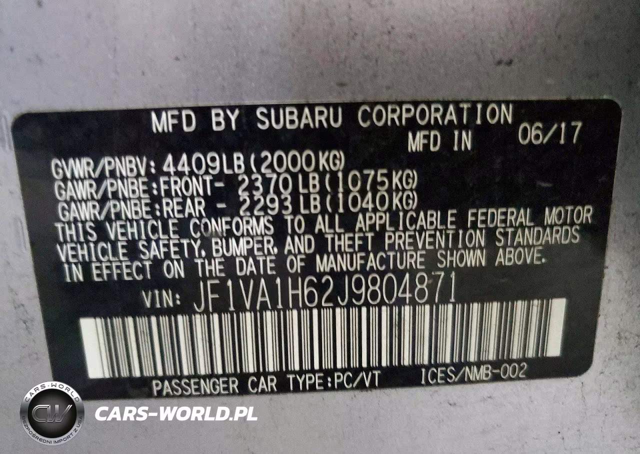 2018 Subaru Wrx Limited VIN:JF1VA1H62J9804871 - 12