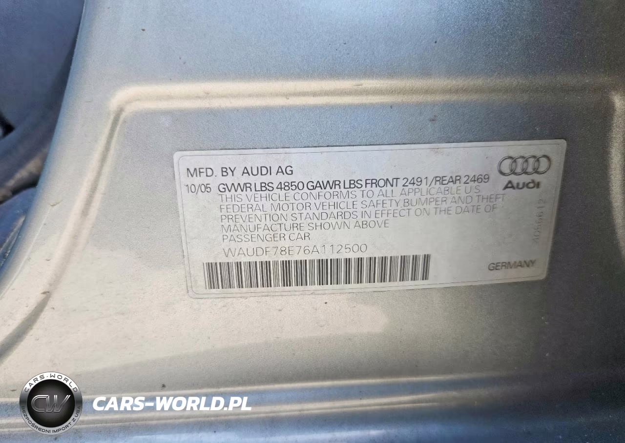 2006 Audi A4 2.0T Quattro VIN:WAUDF78E76A112500 - 12