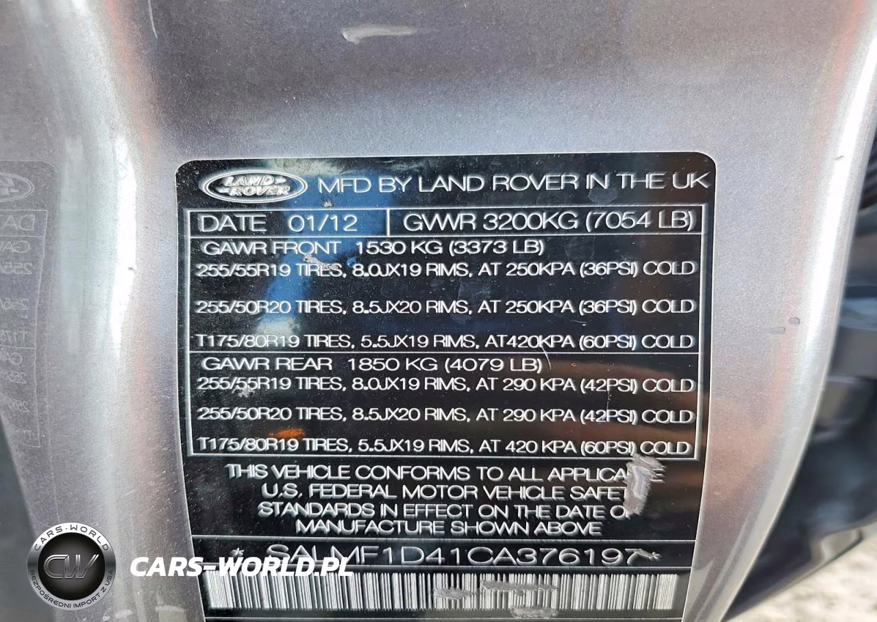 2012 Land Rover Range Rover Hse Luxury VIN:SALMF1D41CA376197 - 12
