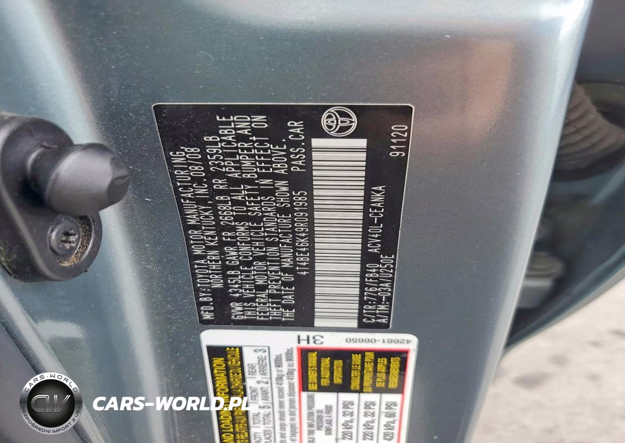 2009 Toyota Camry Le VIN:4T4BE46K49R091985 - 12