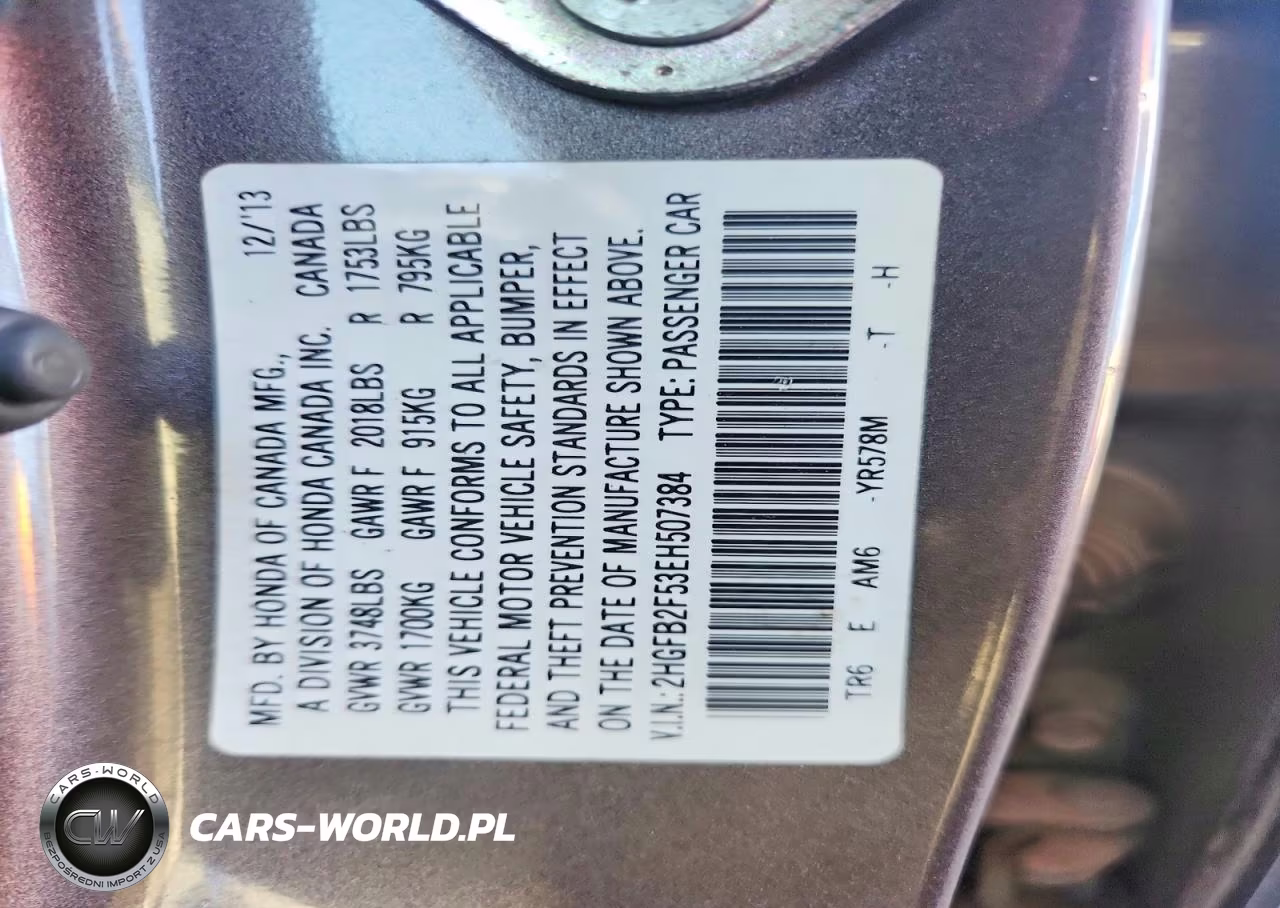2014 Honda Civic Lx VIN:2HGFB2F53EH507384 - 12
