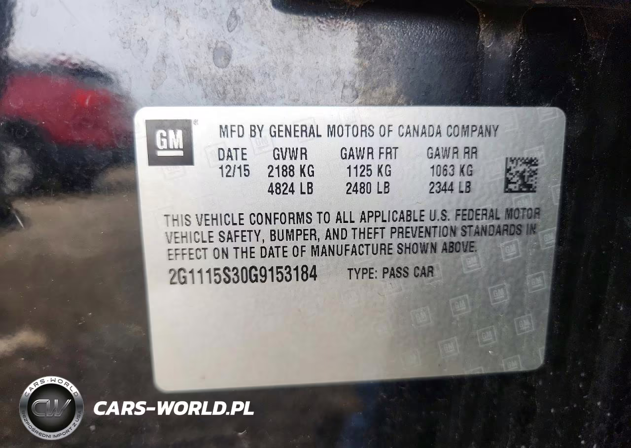2016 Chevrolet Impala Lt VIN:2G1115S30G9153184 - 12