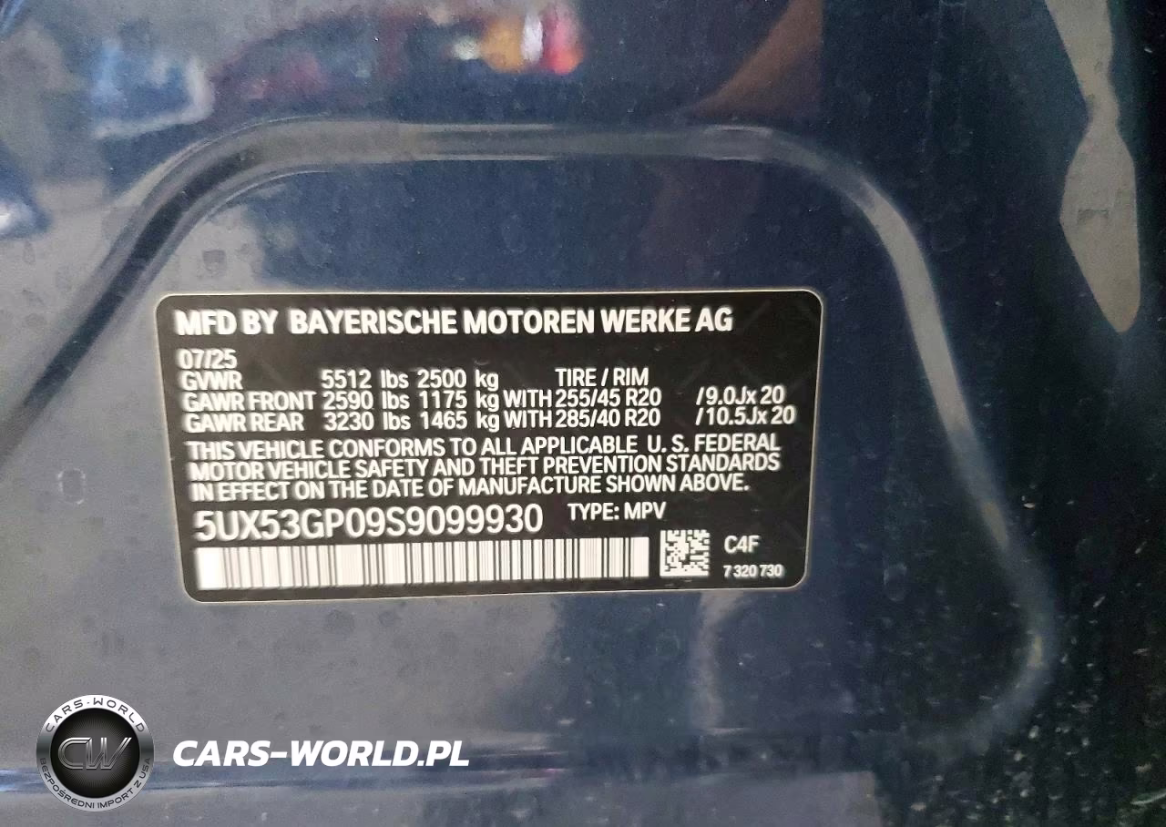 2025 BMW X3 30 xDrive VIN:5UX53GP09S9099930 - 12