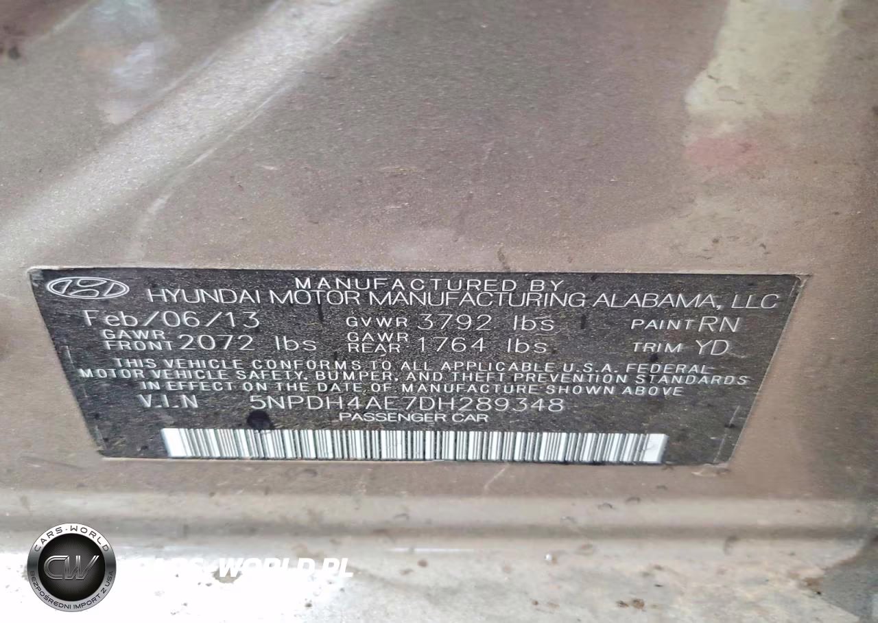 2013 Hyundai Elantra Limited VIN:5NPDH4AE7DH289348 - 12