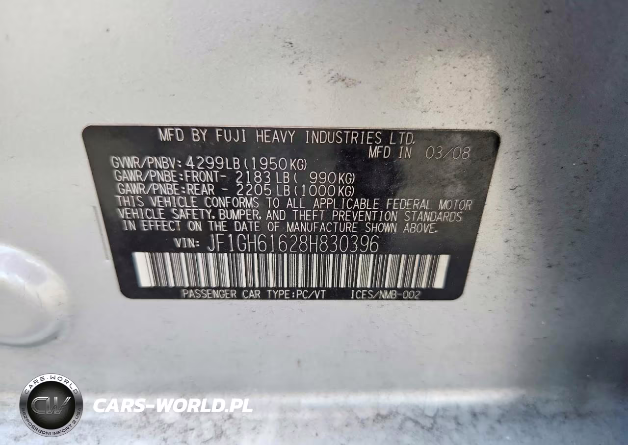 2008 Subaru Impreza 2.5I VIN:JF1GH61628H830396 - 12