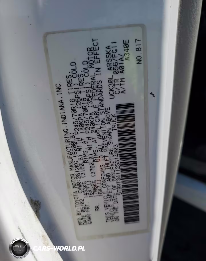 2002 Toyota Tundra Access Cab VIN:5TBRT34112S314803 - 12
