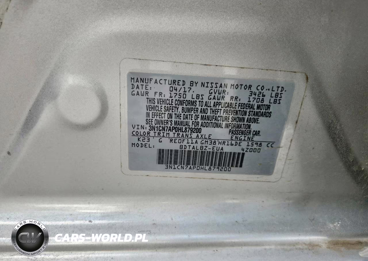 2017 Nissan Versa 1.6 S VIN:3N1CN7AP0HL879200 - 13