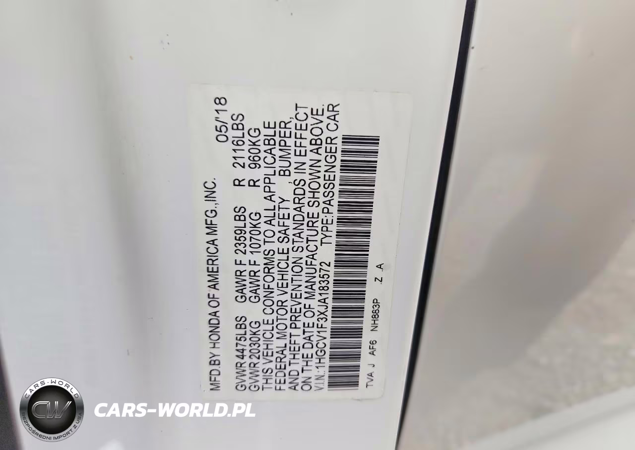 2018 Honda Accord Sport VIN:1HGCV1F3XJA183572 - 13