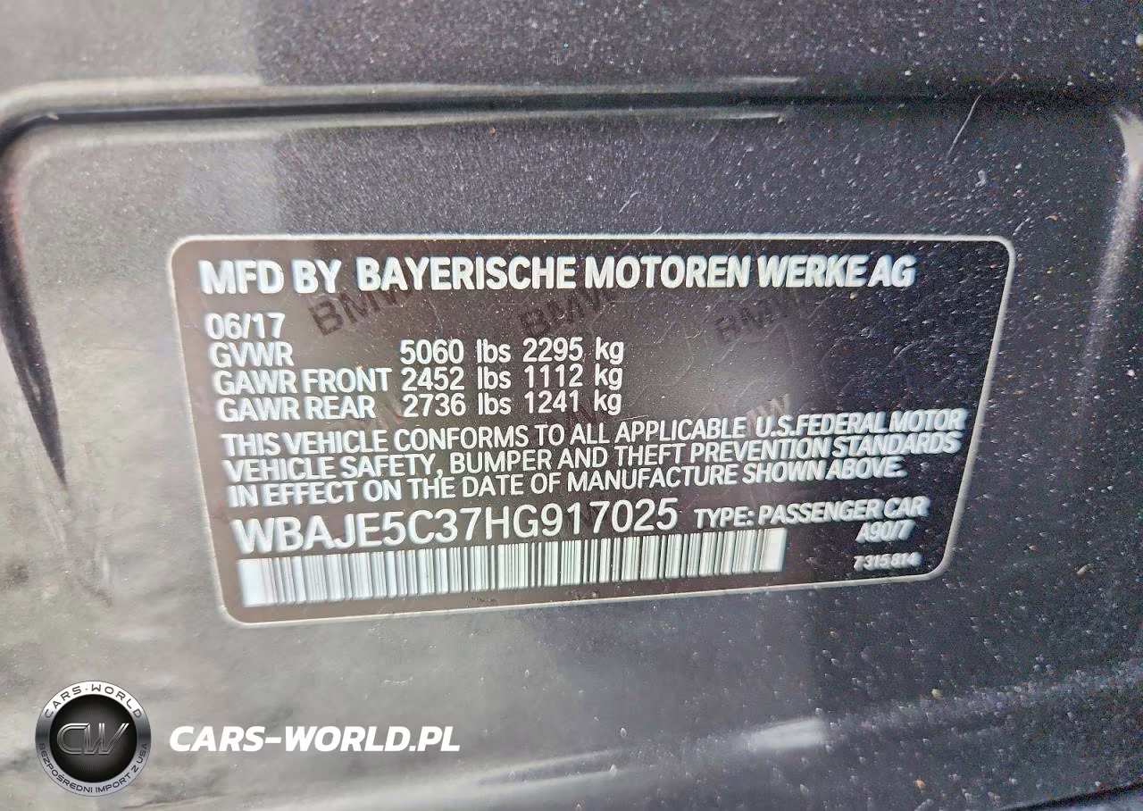2017 BMW 540 I VIN:WBAJE5C37HG917025 - 12